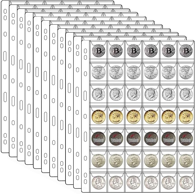 462 Pockets Coin Binder Collection Supplies Pages, Standard 9 Hole Coin by Xxmbbjy