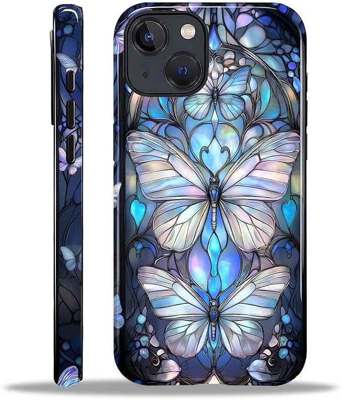 ZHEGAILIAN Case for iPhone 14 Plus, Stained Glass Butterfly Aesthetic Durable by Home