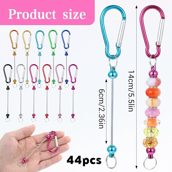 44PCS Beadable Keychain Bars, Colorful Metal Blank Beadable Keychain - Image 2