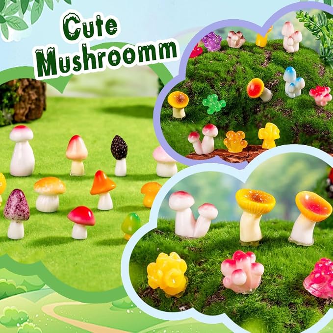 DIYDEC 80pcs Mini Resin Mushroom 80 Style Miniature Mushrooms Figures to Hide - Image 3