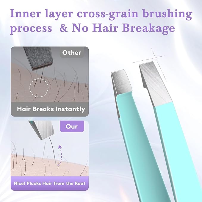 BEDACE Tweezers for Women and Men Facial Hair, Thickened 430 Stainless Steel - Image 3