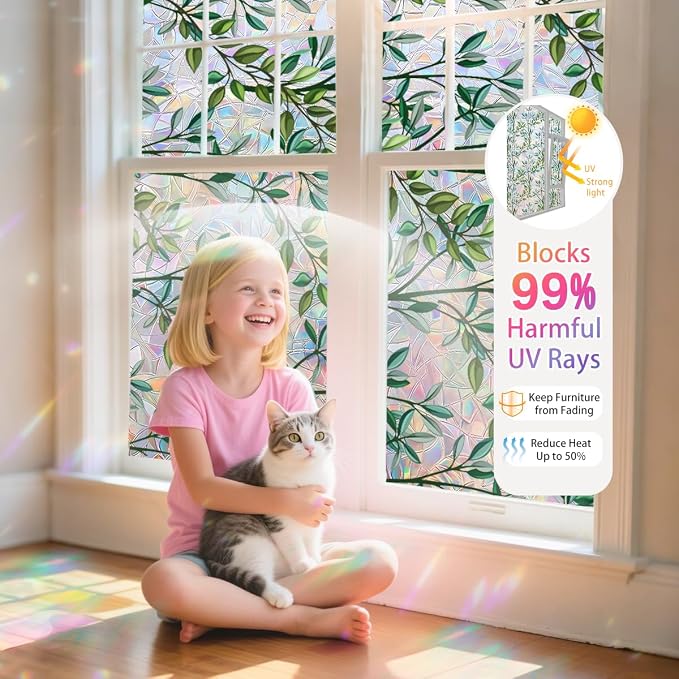 Leaf Stained Glass Window Film Static Cling - Image 5
