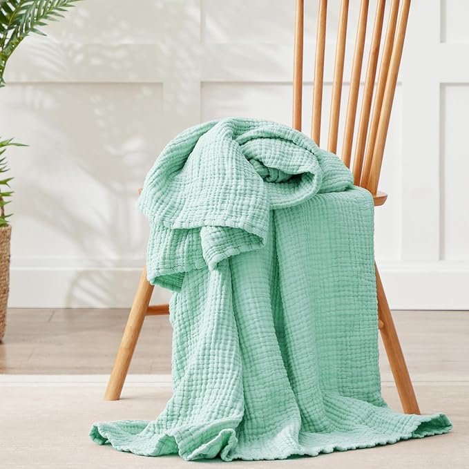 100% Cotton Muslin Blanket Large 50" x 70", Breathable and Lightweight Cotton - Image 6