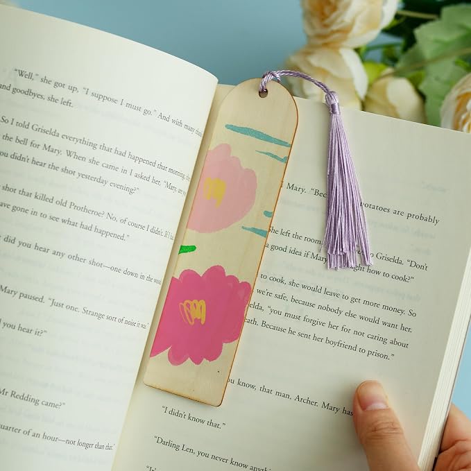 SWATOM Wood Bookmarks Blank DIY Semicircle & Rectangle Wooden Bookmark Craft - Image 3