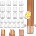BALEINE 24 Pack Silicone Chair Leg Floor Protectors, Stool Leg Protectors Cap, Non-Slip Chair Leg Caps for Hardwood Floors (Clear Combo 24 Pack)