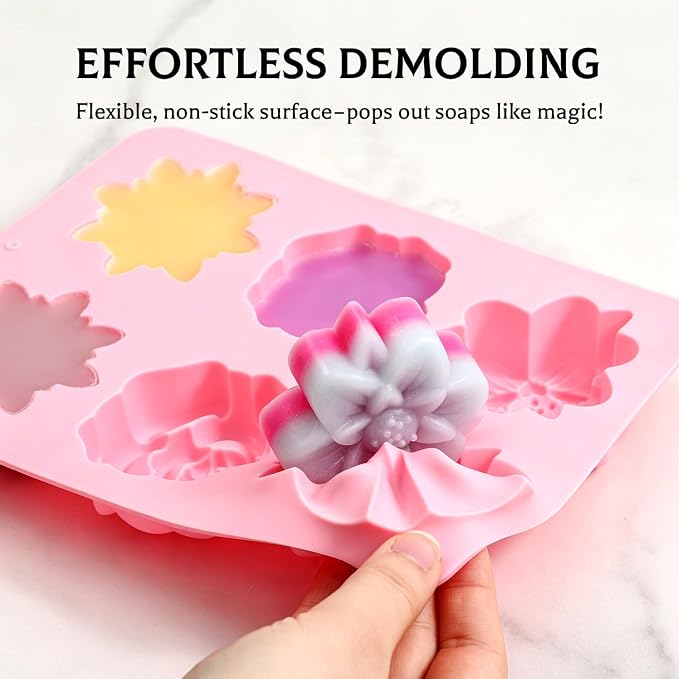 SJ Silicone Soap Molds 2 Packs, 3D Flower Silicone Molds - Image 3