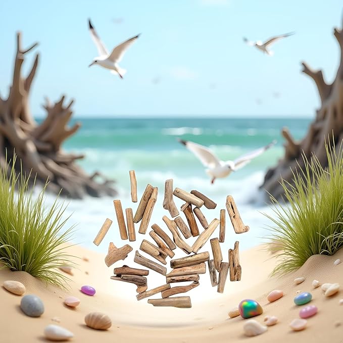 20 Pcs Natural Driftwood Pieces Branch Slices Craft Sticks Beach Decor - Image 7