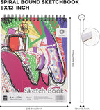 CONDA 9 x 12 Inch Sketchbook, Top Spiral Bound Sketch Pad, 100 Sheets, Durable - Image 4