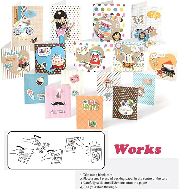 Huralona Handmade DIY Greeting Card Kits includes 16 Blank Cards 16 Colorful - Image 4