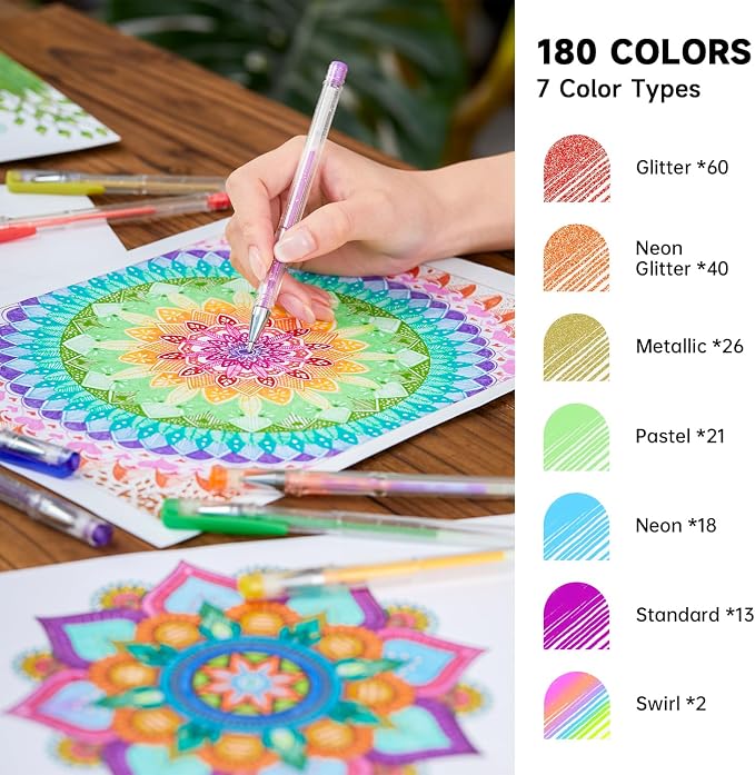 Shuttle Art 360 Pack Gel Pens Set, 180 Colors Gel Pen Set Plus 180 Color - Image 3