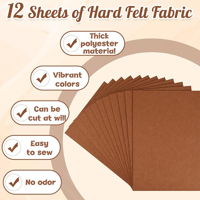 NEBURORA 12 Pcs 2mm Thick Stiff Felt Sheets - Image 5