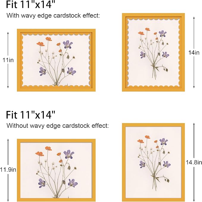 11x14 Picture Frame with Wavy Mat, Wooden Real Glass 11 x 14 Photo Frame - Image 3