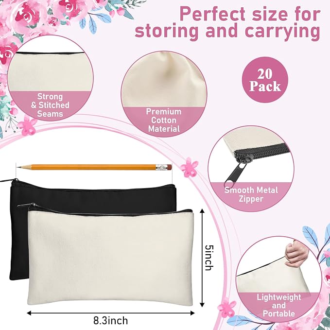 Legigo Blank Canvas Bag Zipper Pouch Makeup Bags Bulk - Image 2