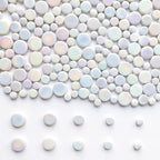 1.1lb Premium Iridescent White Glass Penny Rounds, Round Mosaic Tiles by AONUOAO