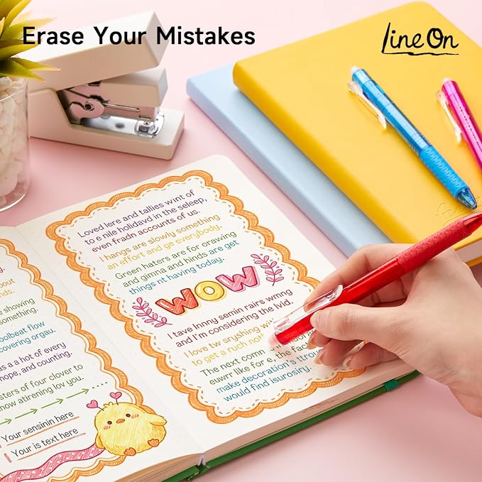 Lineon Erasable Gel Pens, 18 Colors Retractable Fine Point Erasable Pens Clicker - Image 3
