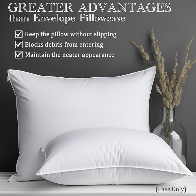 Precoco White Pillow Cases Queen Size Set of 4 | 100% Cotton Pillowcases - Image 2