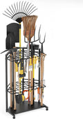 Garden Tool Organizer for Corner - Heavy Duty Metal Rack with 34 Storage Compartments & 14 Hooks for Shovels, Rakes, Long-Handled Tools, Ideal for Garden, Shed, Garage Storage