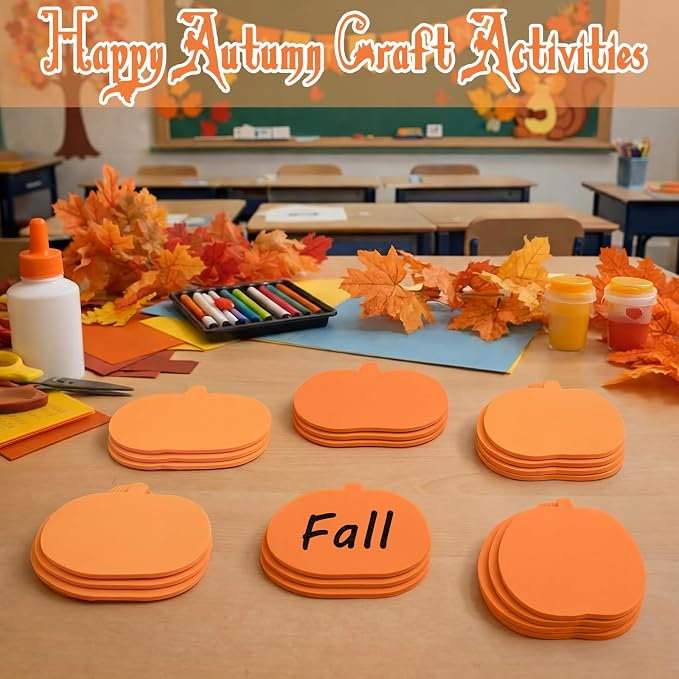 Ireer 48 Pcs Large Foam Pumpkin Cutouts 6 Inch Halloween Crafts Cutouts Fall - Image 4