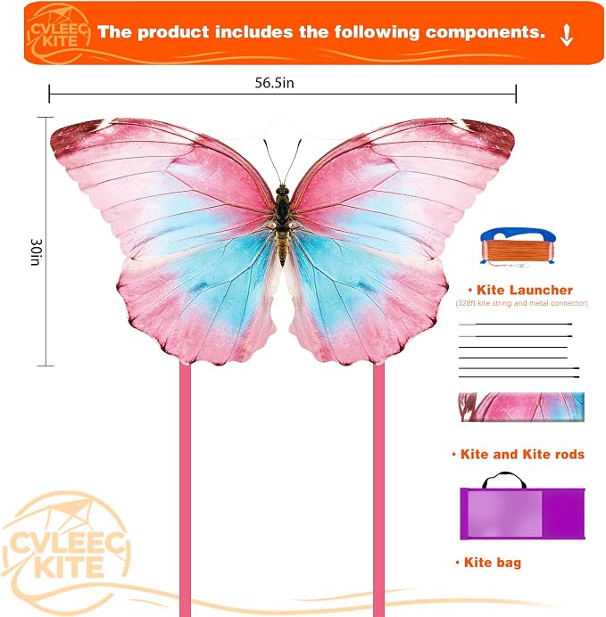 Butterfly Kite for Kids & Adults, Outdoor Kite, Grassy Areas - Image 2
