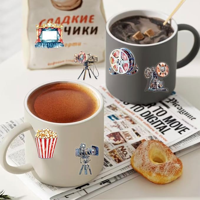 50 PCS Vintage Movie Stickers for Scrapbooking Journaling Junk Journal - Image 4