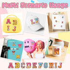 WILLBOND 52 Pcs Donut Alphabet Patches 2.8 Inch Self Adhesive Letter Patches - Image 6