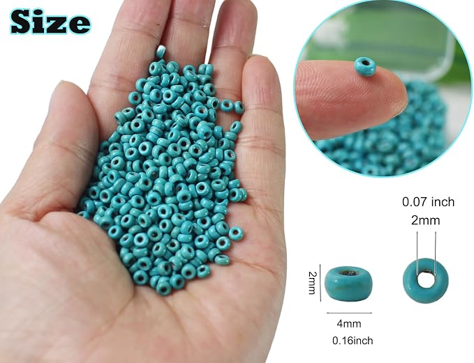 Natural Turquoise Seed Beads 4mm 1400pcs Small Stone Abacus Loose Rondelle - Image 3