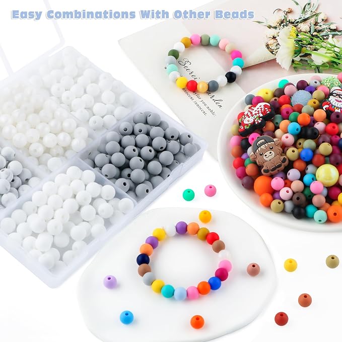 300Pcs Silicone Beads 9mm Mix Color, Bulk Silicone Beads 9mm - Image 5
