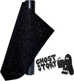 Glitter Heat Transfer Vinyl 12" x 5ft Black Glitter Iron on Vinyl by LUKGELYAMOFFICIAL