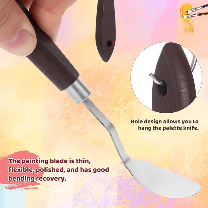 2 Pcs No.20 Palette Knife, 22mm Width Pallet Paint Spatula Stainless Steel Oval - Image 4
