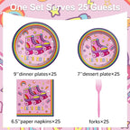 Qyeahkj 100 Pcs Roller Skating Party Plates and Napkins Set Pink Roller Skate - Image 2