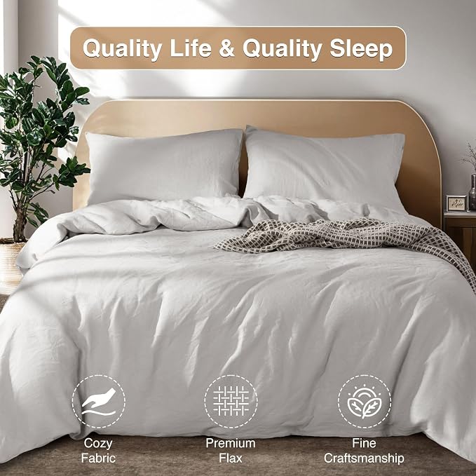 SONORO KATE 100% French Linen Duvet Cover, Soft Breathable - Image 7