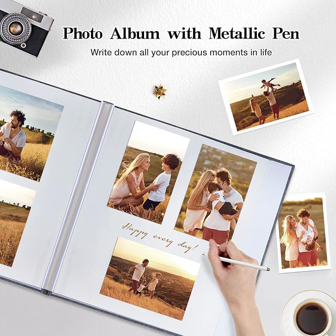 potricher Large Photo Album Self Adhesive 3x5 4x6 5x7 8x10 10x12 Pictures Linen - Image 6