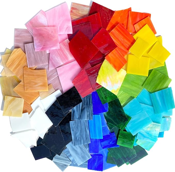 ILLUCKAI 2.2lb Stained Glass Scraps, Mosaic Glass Pieces, Mosaic Tiles - Image 4