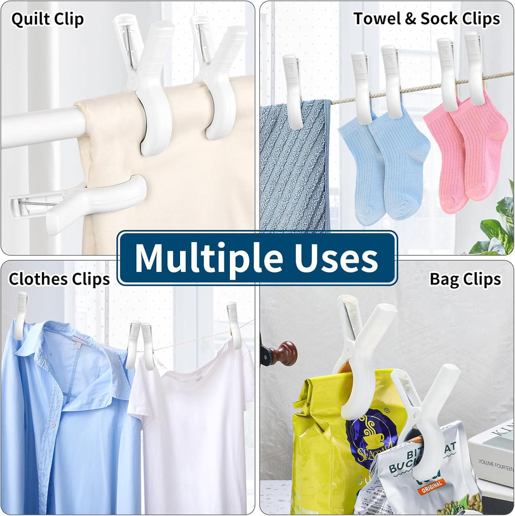 Senbowe Extra Large 6 Pack Beach Towel Clips, 5.1 Inch Pool Chair Clips,Heavy Duty Plastic Clothes Pins,Quilt Drying Clips,Windproof Clothes Clips,Keep Your Towel,Blankets to Dry on Clothesline