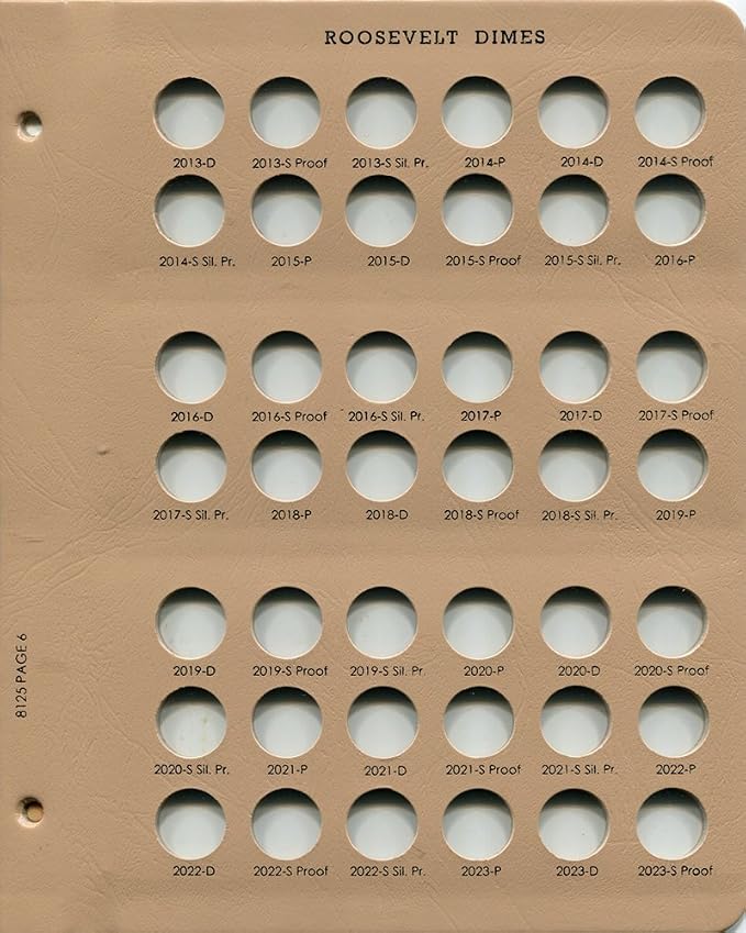 Dansco US Roosevelt Dime Coin Album Page 6 2013-D – 2023-S by Unknown