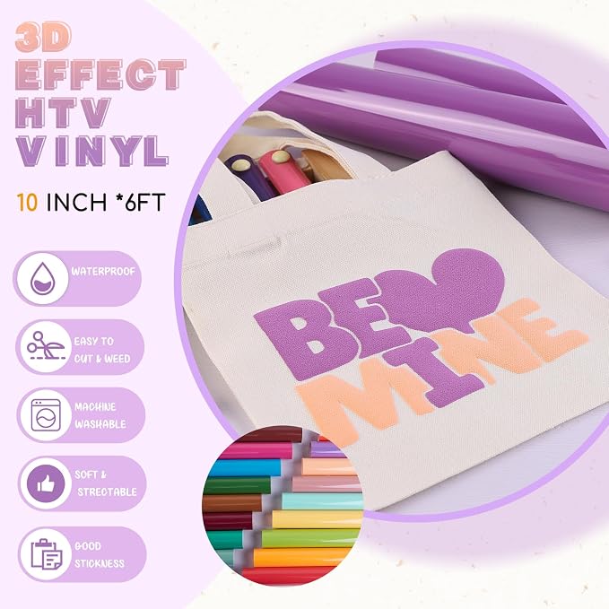 Tintnut Muted Purple Puff Heat Transfer Vinyl Roll, easy cut & weed, stretch - Image 2