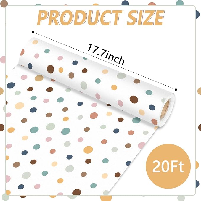 Qyeahkj Boho Dot Bulletin Board Paper Roll Boho Polka Dot Bulletin Board - Image 2