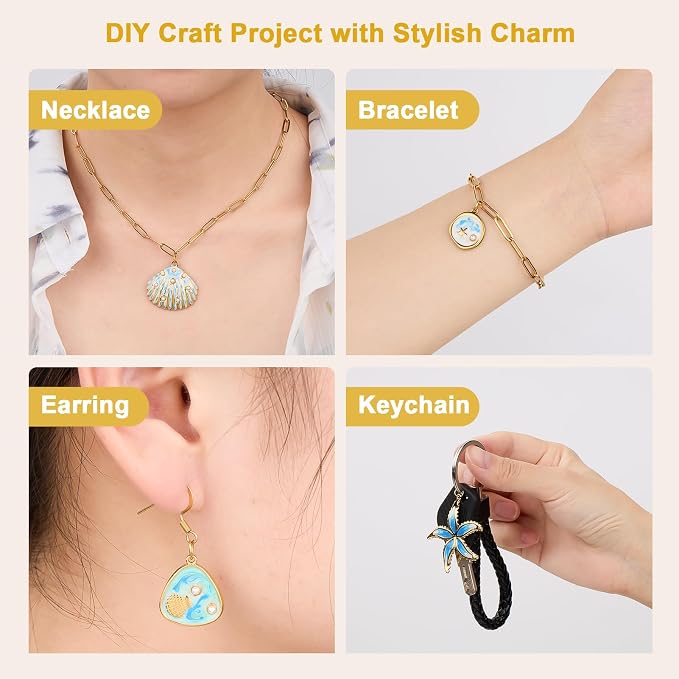 UMAOKANG 9pcs Blue Enamel Ocean Collection Charms - Image 7