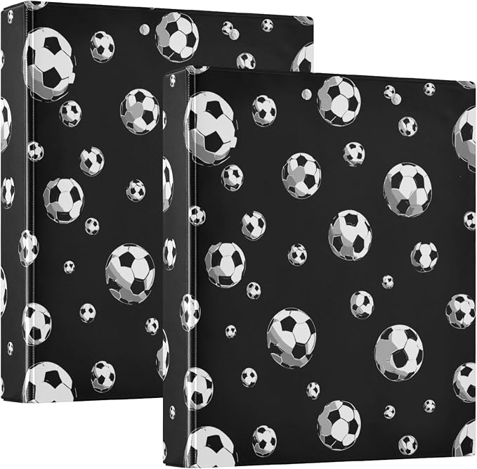 Ice Fire Football Round Ring Binders 1.5 Inch Soccer Navy Blue 3 Ring Clipboard by Wamika