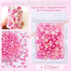 qiipii 220PCS 10mm Rose Pink Half Round Pearls Bulk - Image 2