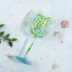 NymphFable 100% Hand-Painted Wine Glass Ocean Turtles Seagrasses Glass Artisan - Image 2