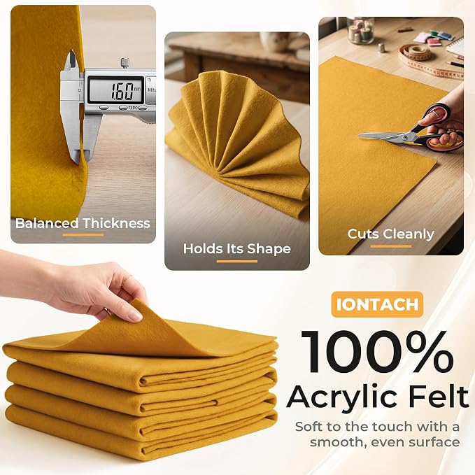 IONTACH 9" X 36" Soft Felt Sheets 1.6mm Thick | Acrylic Felt Fabric - Image 3