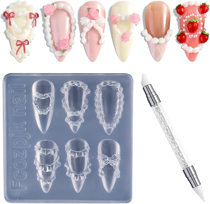 Fcozpjk Silicone Nail Molds, 3D Cake Cream Nail Art Mold by Fcozpjk