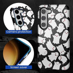 Case for Samsung Galaxy S23 Case, Halloween Ghosts Bats Design Hybrid Dual - Image 2