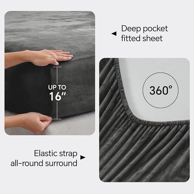 BEDELITE Flannel Sheets Twin Size Dark Gray - Image 4