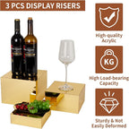 3Pcs Gold Acrylic Riser Display Stands Mirrored Nesting Cube Boxes | Pedestal - Image 6
