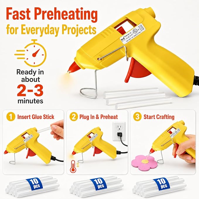 Mini Hot Glue Gun Kit with 30 Glue Sticks and Carrying Case, 15W Fast - Image 3