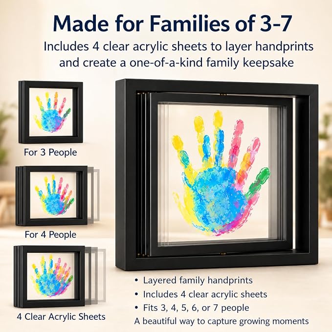 Family Handprint Frame Kit, Dual Rotating Photo & Handprint Display, DIY - Image 3