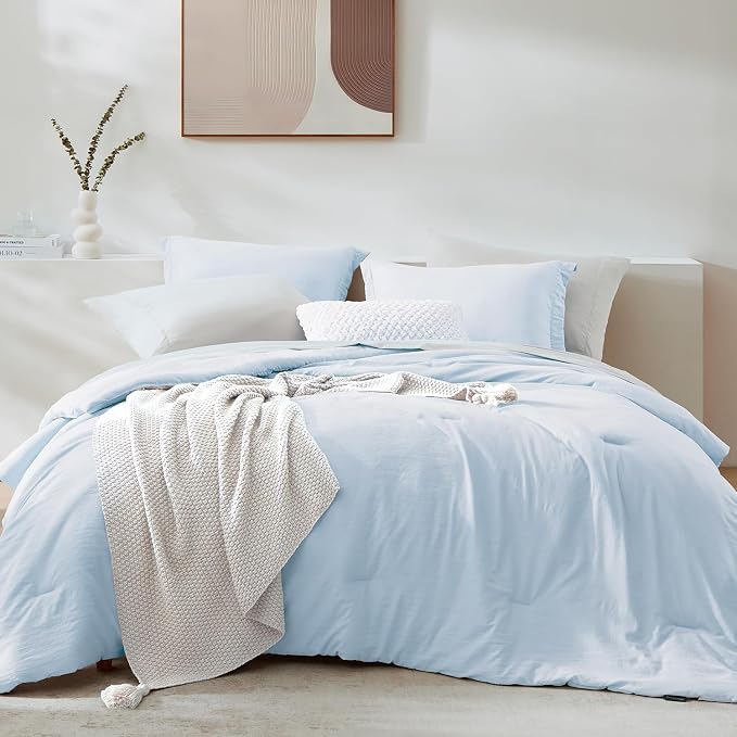 WRENSONGE Twin Comforter Set- 5 Pieces Ice Blue Twin Bed in a Bag, All Season by WRENSONGE
