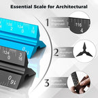 Rena Chris 2PCS Architectural Scale Ruler: 12" Imperial Aluminum Alloy Metal - Image 2